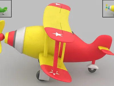 Cartoon airplane  Low-poly 3D model
