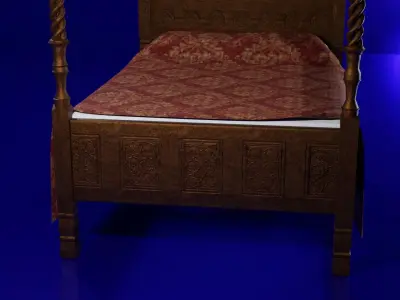 Four Poster Bed Low-poly 3D model