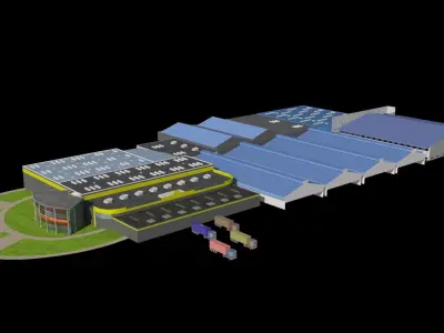 Poujoulat Chimney Headquarter building france Free low-poly 3D model