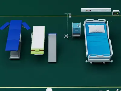 Medical Equipment Hospital Devices Pack PBR Game Ready Low-poly 3D model
