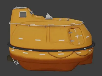 Single Fall Lifeboat Capsule 3D low-poly model Low-poly 3D model