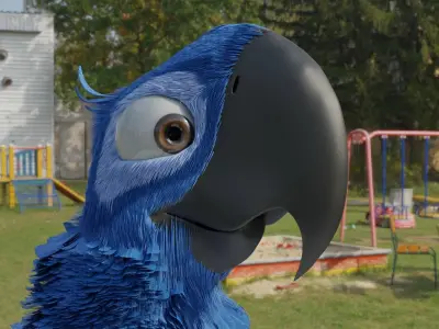 Blue Macaw 3D model buy