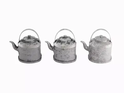 Used Iron Kettle Set Low-poly 3D model
