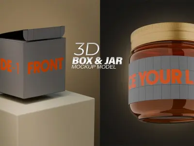 Customizable Jar and Packaging Box 3D Model  3D model