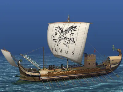 Roman Bireme Outside Lowpoly Low-poly 3D model