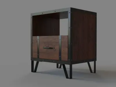Carbon Loft Flinders Vintage Walnut Industrial End Table 3D model