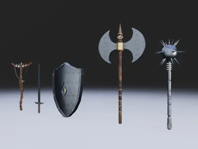 Weapon bundle  Low-poly 3D model