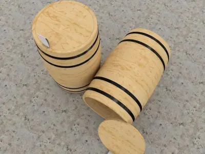 Barrel wooden on table 3D model