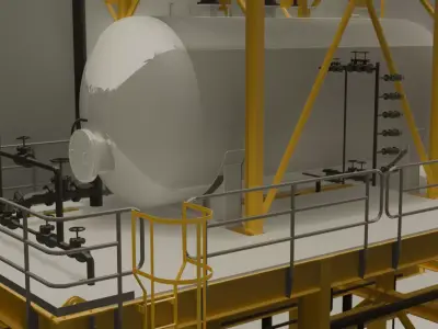 Industrial Tank  Pumping Station with Access Platform 3D model