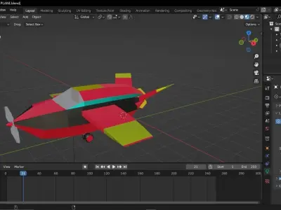 cartoon  airplane with animation  Free low-poly 3D model