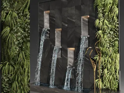 Water falls with Birds 3D model