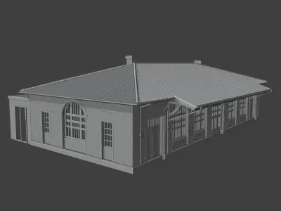 Historic Train Station Low Poly Railway Building Game Ready 3D print model purchase