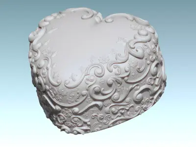 Heart Shaped Art Nouveau Jewelry Box 3D Printable 3D print model