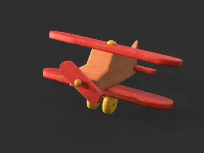 Old Toy Airplane Low-poly 3D model