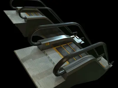 Escalators various sizes Low-poly 3D model