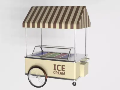 Ice Cream Cart PBR Low-poly 3D model