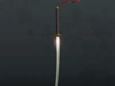 Katana Samurai Sword Low-poly 3D model 16