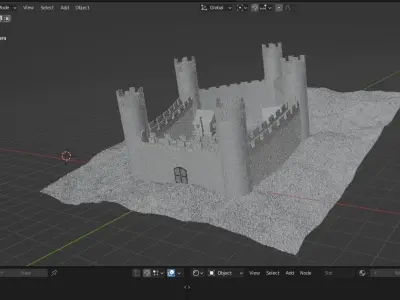 Red Castle  Low-poly 3D model