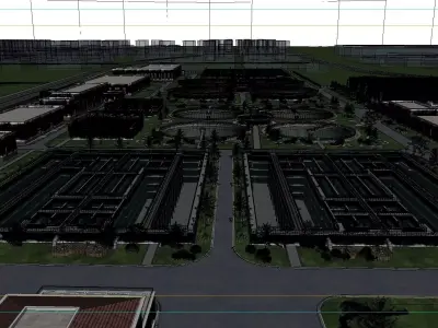 Wastewater treatment filtration plant 3D model
