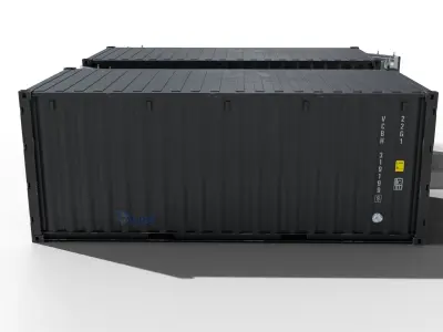 20ft Cargo Container Black Low-poly 3D model