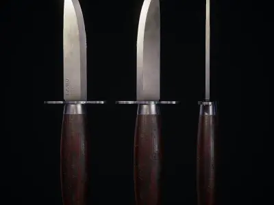 Knife three knives Low-poly 3D model