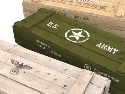Army crates WWII collection Low-poly 3D model