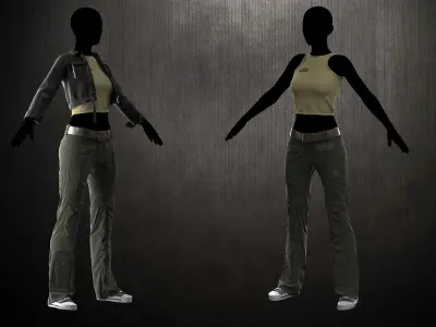 Women clothing military style 3D model