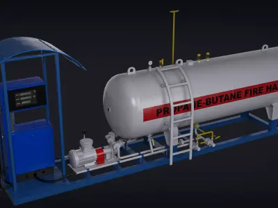 LPG Propane-Butane Fuel Station Low-poly 3D model