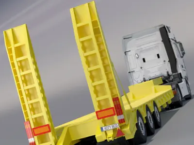 Mercedes Actros 2012 MP4 Gigaspace with Flatbed semi truck 3D model