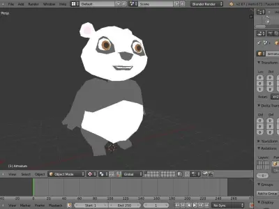 panda made in blender Low-poly 3D model