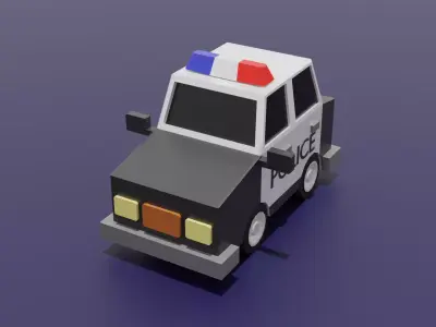 Low Poly Police Car 3D Model Stylized Game Ready Asset Low-poly 3D model
