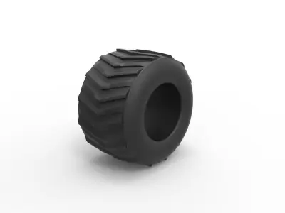 Pulling truck tire 2 Scale 1 to 25 3D print model