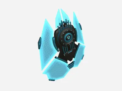 SciFi Shield A01 Black Blue - Sci Fi Weapon Design Low-poly 3D model