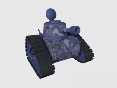 War Tank Cartoon A08 Blue Camouflage - Military Vehicle Low-poly 3D model