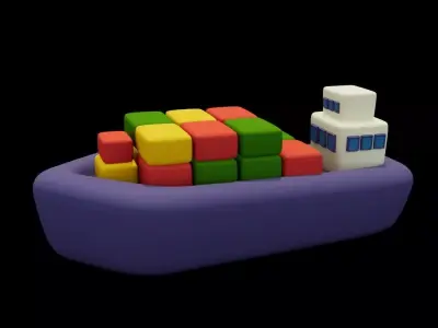Stylized Cargo Ship Cartoon Ship Maritime  Low-poly 3D model