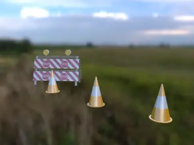 Traffic cone package Low-poly 3D model