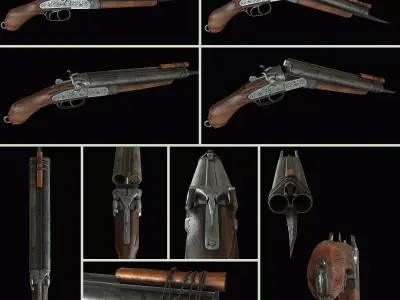 Zombie Hunter Sawed-off Shotgun Low-poly 3D model