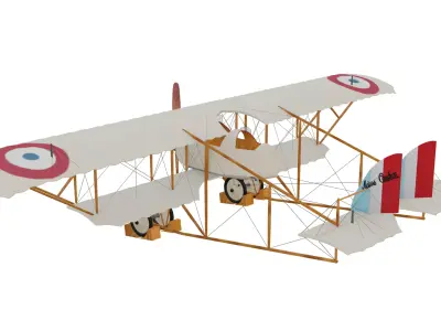 Biplane Caudron G3 Low-poly 3D model
