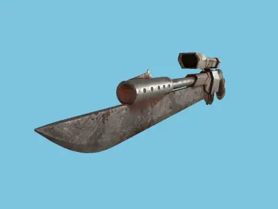 Sniper Gunblade 03 Rust Destroyed - Character SciFi Design Low-poly 3D model