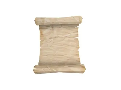  Antique scroll of parchment in three versions with scuffs Low-poly 3D model