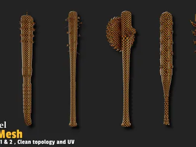 6 Medieval Cudgel Base Mesh Low-poly 3D model
