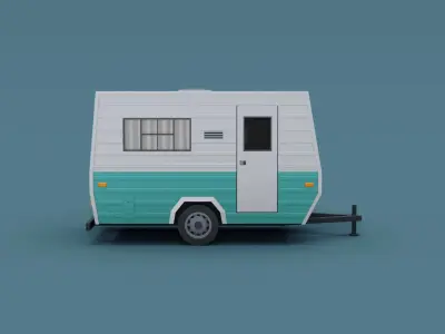 Stylized Small Camper Trailer Classic  Low-poly 3D model