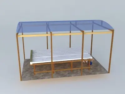 Hydroponics bench with PVC pipes 3D model