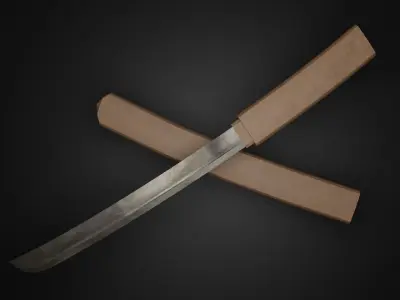 Tanto Nodotachi Japanese Short Katana Low-Poly Low-poly 3D model