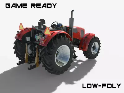 Farm Tractor 3D model Low-poly 3D model
