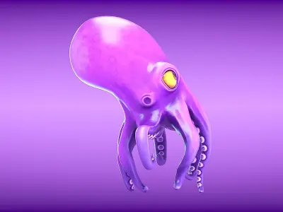 Cartoon octopus Low-poly 3D model