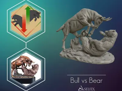 Bull vs Bear sculpture Ready to Print 3D print model purchase