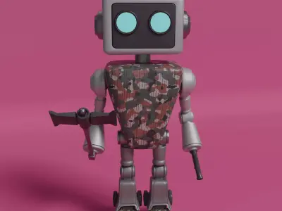 Stylized Robot 3D Model  Military Character Asset  3D model