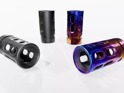 TAA FTS Series Titanium PCC Hybrid Muzzle Brake Low-poly 3D model