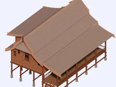 Traditional Rumah Terengganu Malay Heritage House 3D model